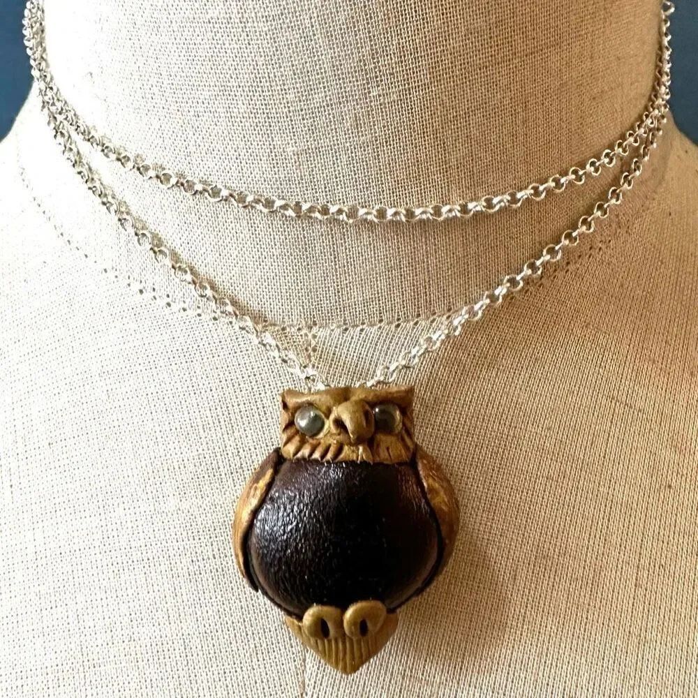 Artisan owl pendant necklace